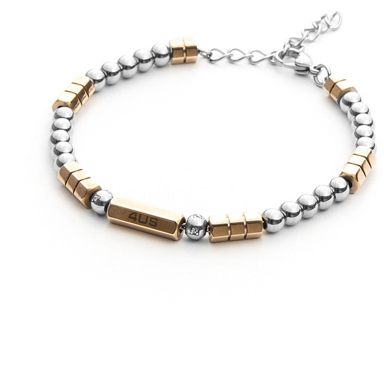 Bracciale Uomo 4US Cesare Paciotti acciaio Bianco con inserti rosa 4UBR3783