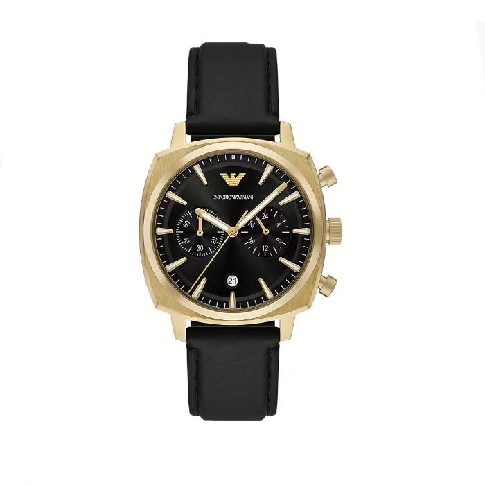 Orologio Uomo Emporio Armani Cronografo Quarzo Data Nero Dorato Pelle Pro-Planet Nero AR11690