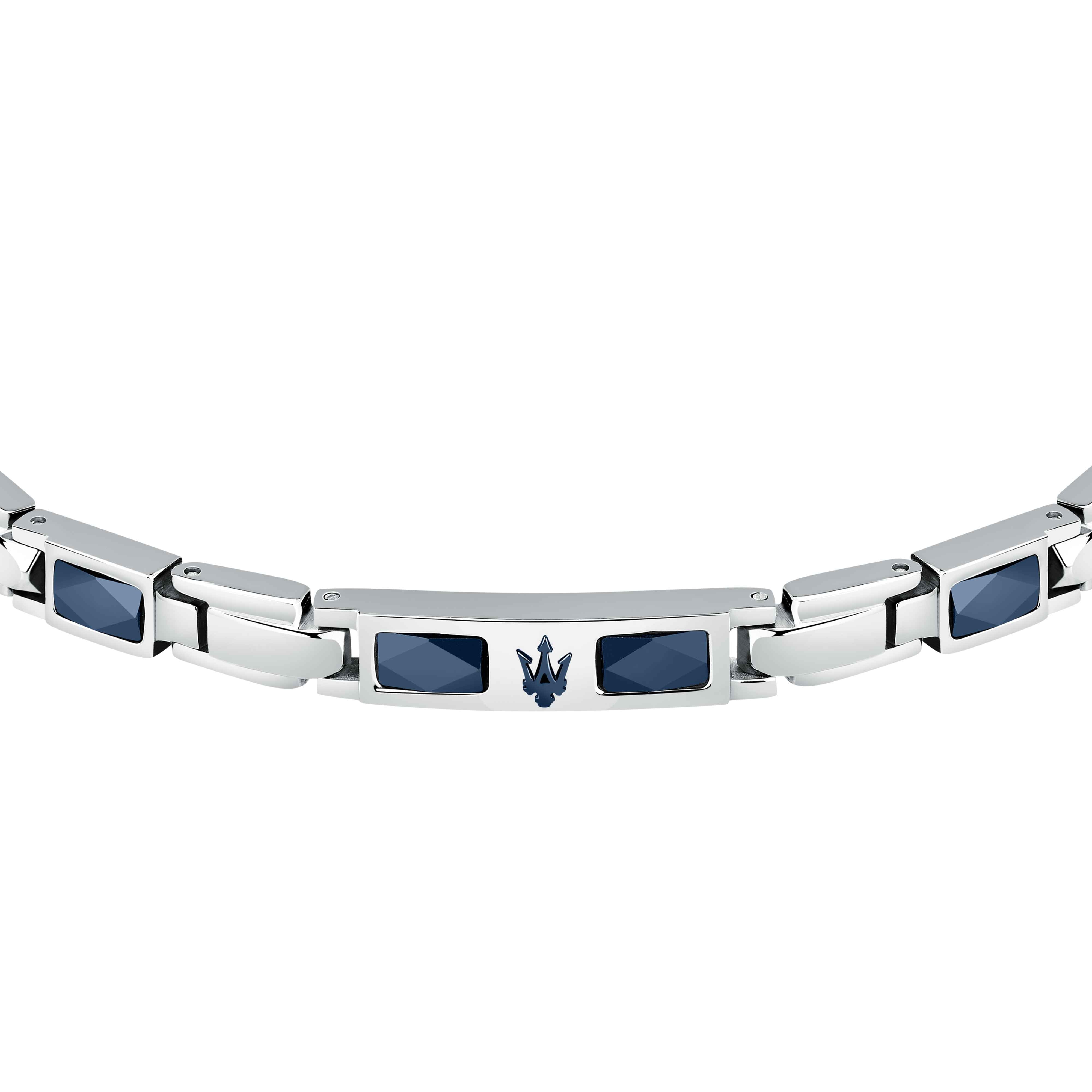 Bracciale Uomo Maserati Acciaio Ceramica Blu Logo Tridente JM224ATZ39