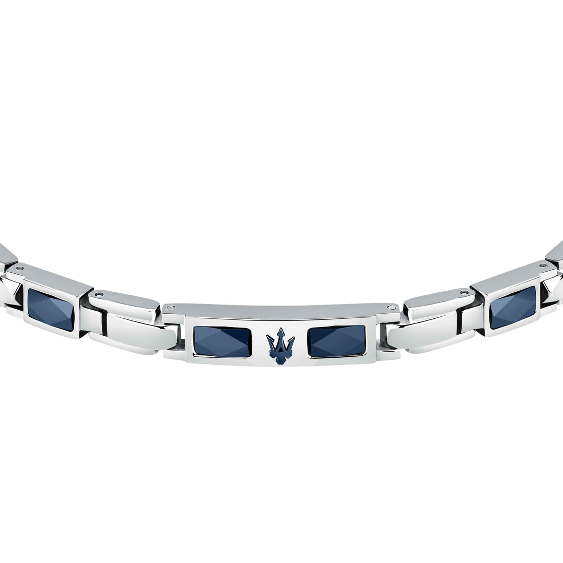 Bracciale Uomo Maserati Acciaio Ceramica Blu Logo Tridente JM224ATZ39