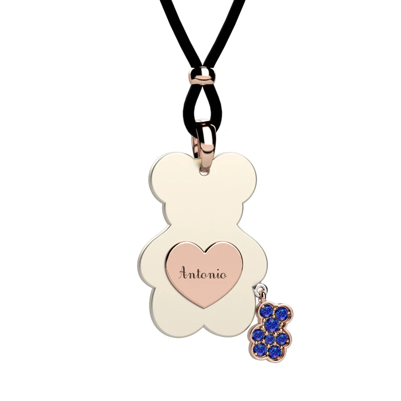 Pendente Bambino Donna Nanan Ceramica Oro 9 KT Zirconi Blu NGIO0021
