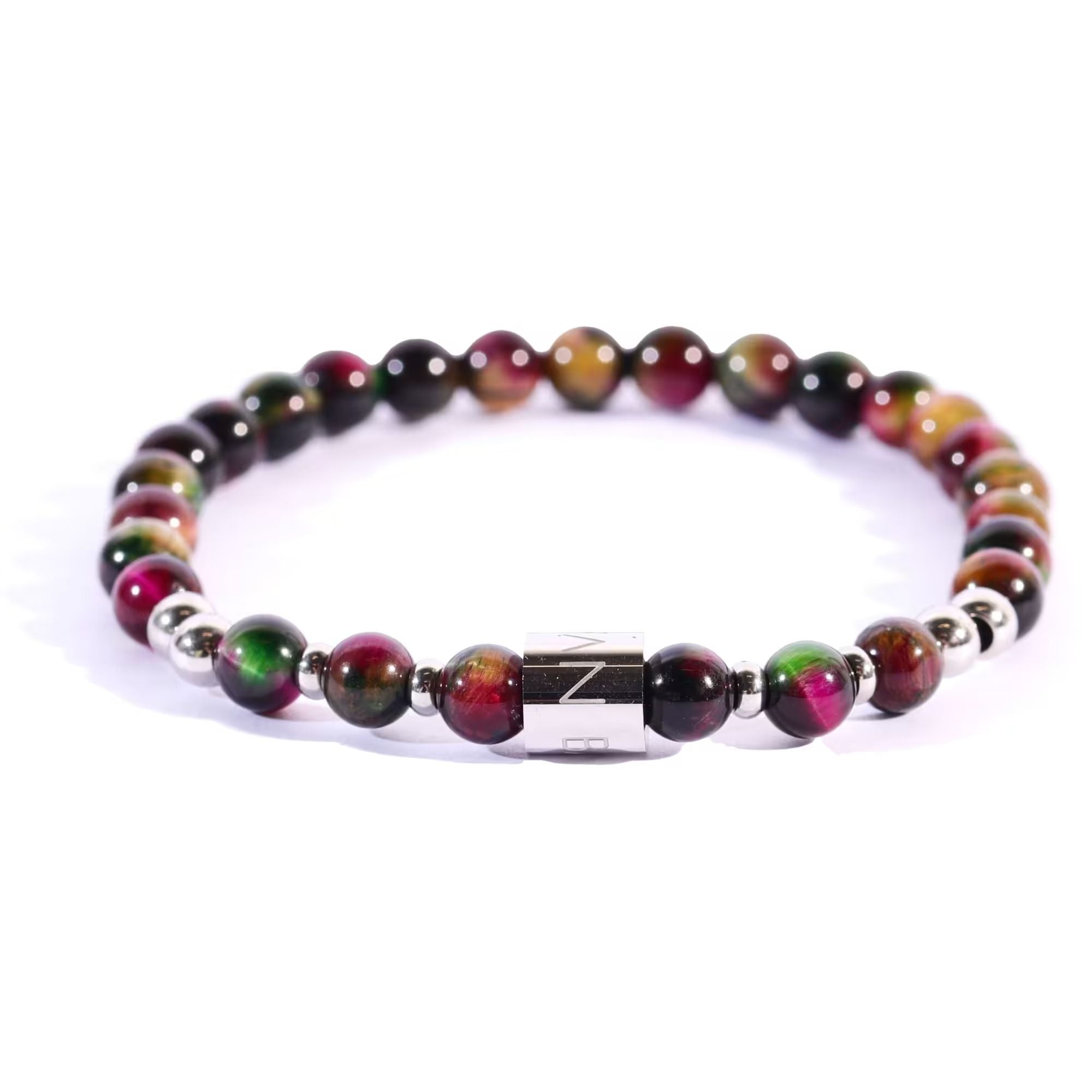Bracciale Uomo Ivan Basile Elastico Pietra Occhio Di Tigre Sfumato ametista BE609NC-M