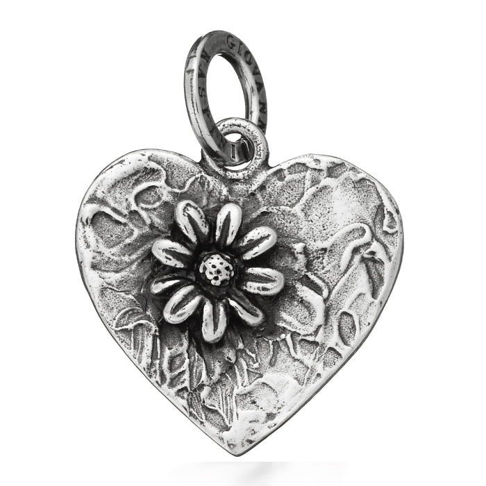 Charm Donna Giovanni Raspini Argento 925 Cuore Margherita Realizzato A Mano 08744