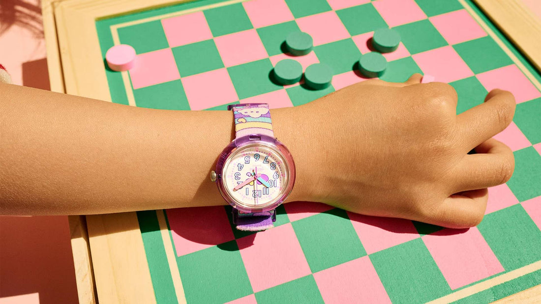 Orologio Bambina Swatch Flik Flak Cloud Level Quarzo Solo Tempo Multicolore ZFPNP136