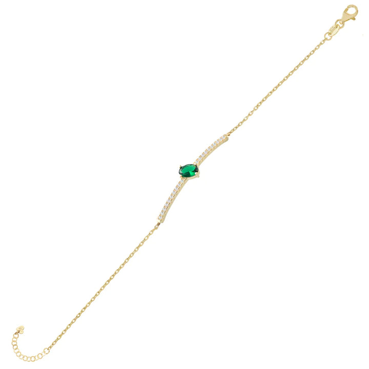 Bracciale Donna Laura P. Argento Dorato 925 Targhetta Zirconi Bianchi Verdi BR0058GBV