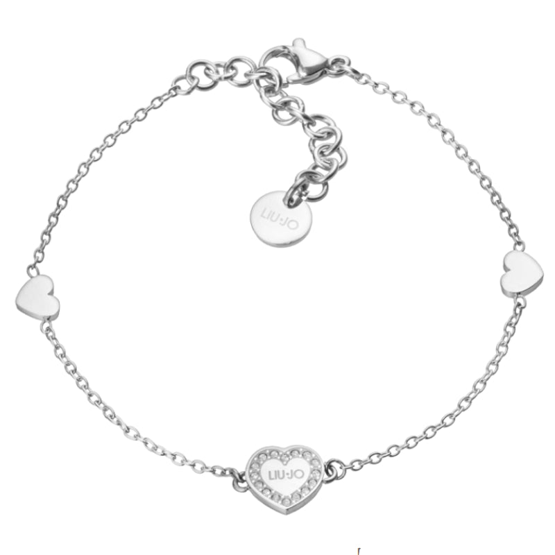 Bracciale Donna Liu Jo Acciaio Catena Rollò Cuore Zirconi Bianchi LJ2170