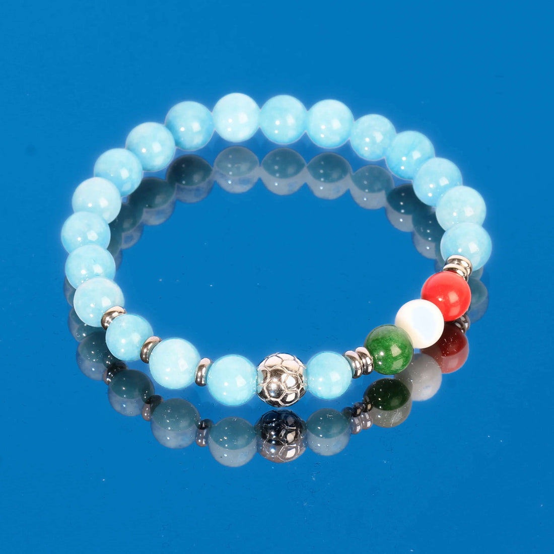 Bracciale Uomo Ivan Basile Acciaio Elastico Azzurro Napoli Tricolore Pallone SQ-L-3