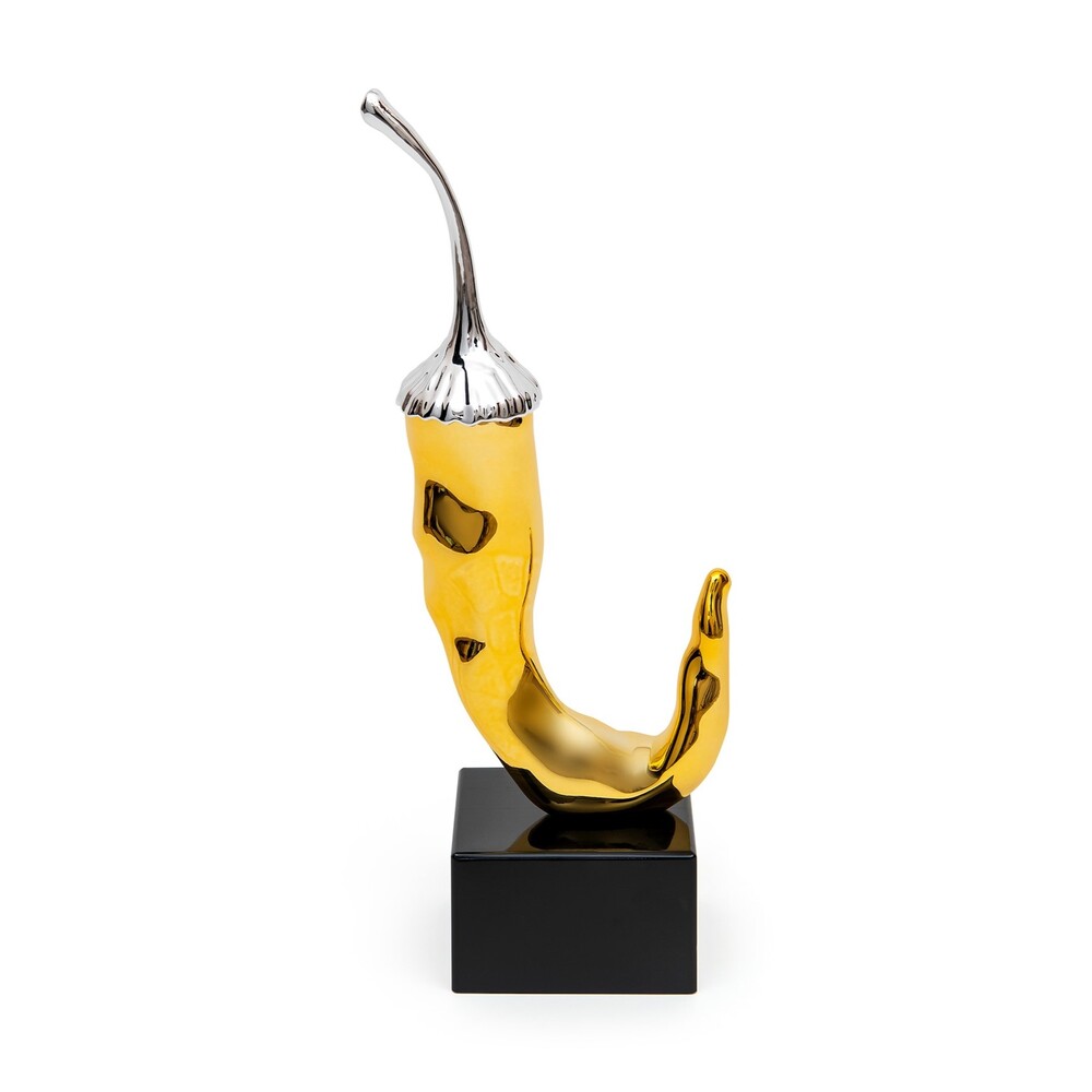 Peperoncino  Sequenze Colore oro Base quadrata nera 10 Cm BPP0303