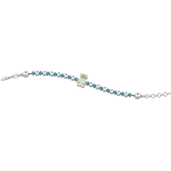 Bracciale Bambino Nanàn Argento 925 Cordino Azzurro Orsetto NAN0073