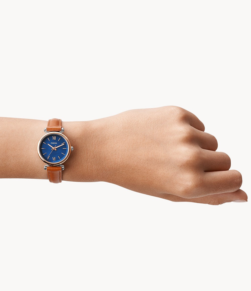 Orologio Donna Fossil Quarzo Solo Tempo Acciaio Pelle Marrone Blu ES4701