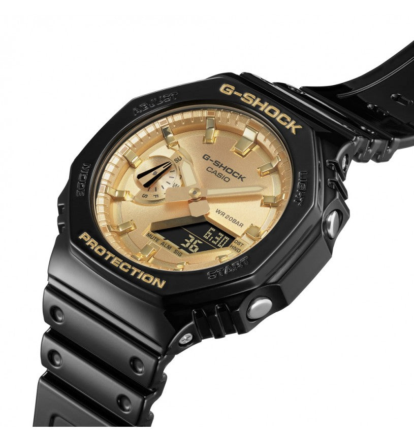 Orologio Uomo Casio G-Shock Analogico Digitale Nero Lucido Dorato GA-2100GB-1AER