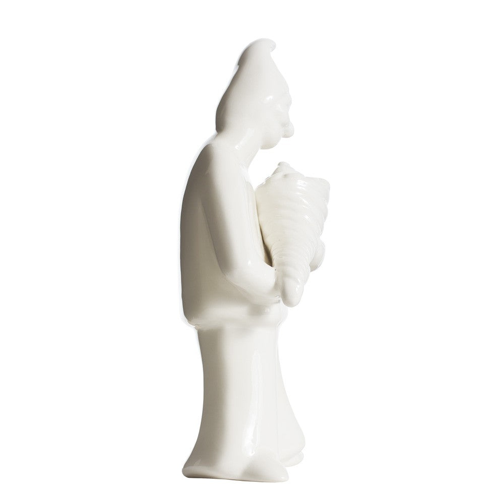 Scultura Pulcinella Novus Abbonzanza Ceramica Bianca Macrì TE074
