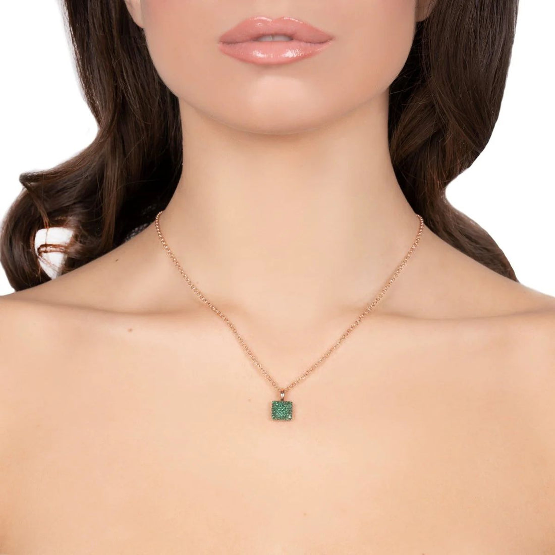 Collana Donna Sogni Argento Rosè 925 Quadrato Zirconi Neri CL039RBW