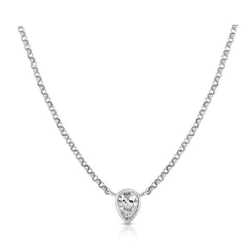 Collana Donna Liu Jo Acciaio Catena Rollò Punto Luce a Goccia Zircone Bianco LJ2528