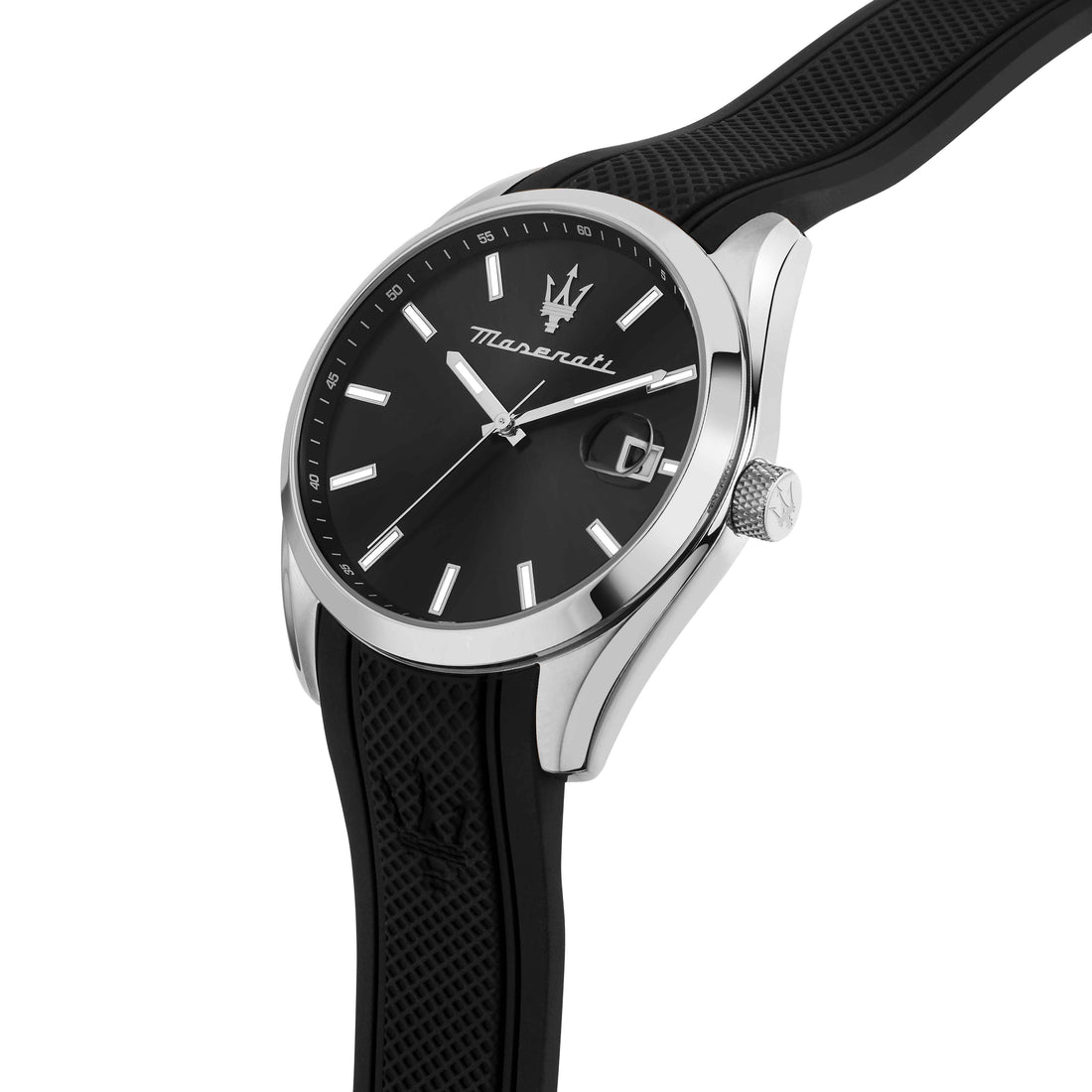 Orologio Uomo Maserati Acciaio Quarzo Solo Tempo Data Gomma Nero R8851151004