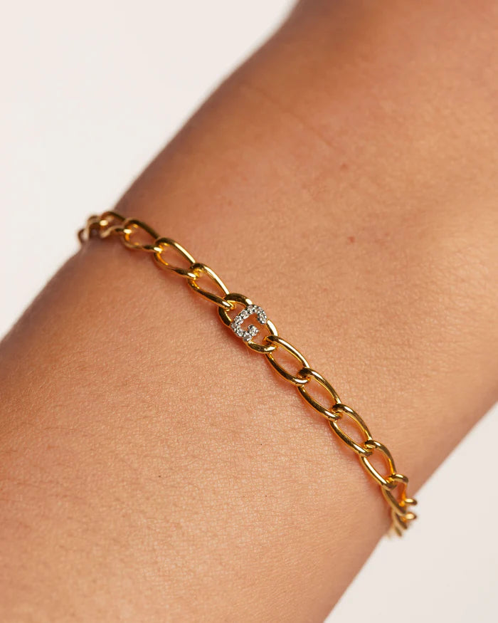 Bracciale Donna PDPaola Argento 925 Dorato Catena Iniziale G Zirconi PU01-544-U