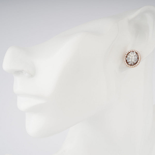 Orecchini Donna Cameo Italiano "Luci" Argento Dorato 925 Fiori O57S-G