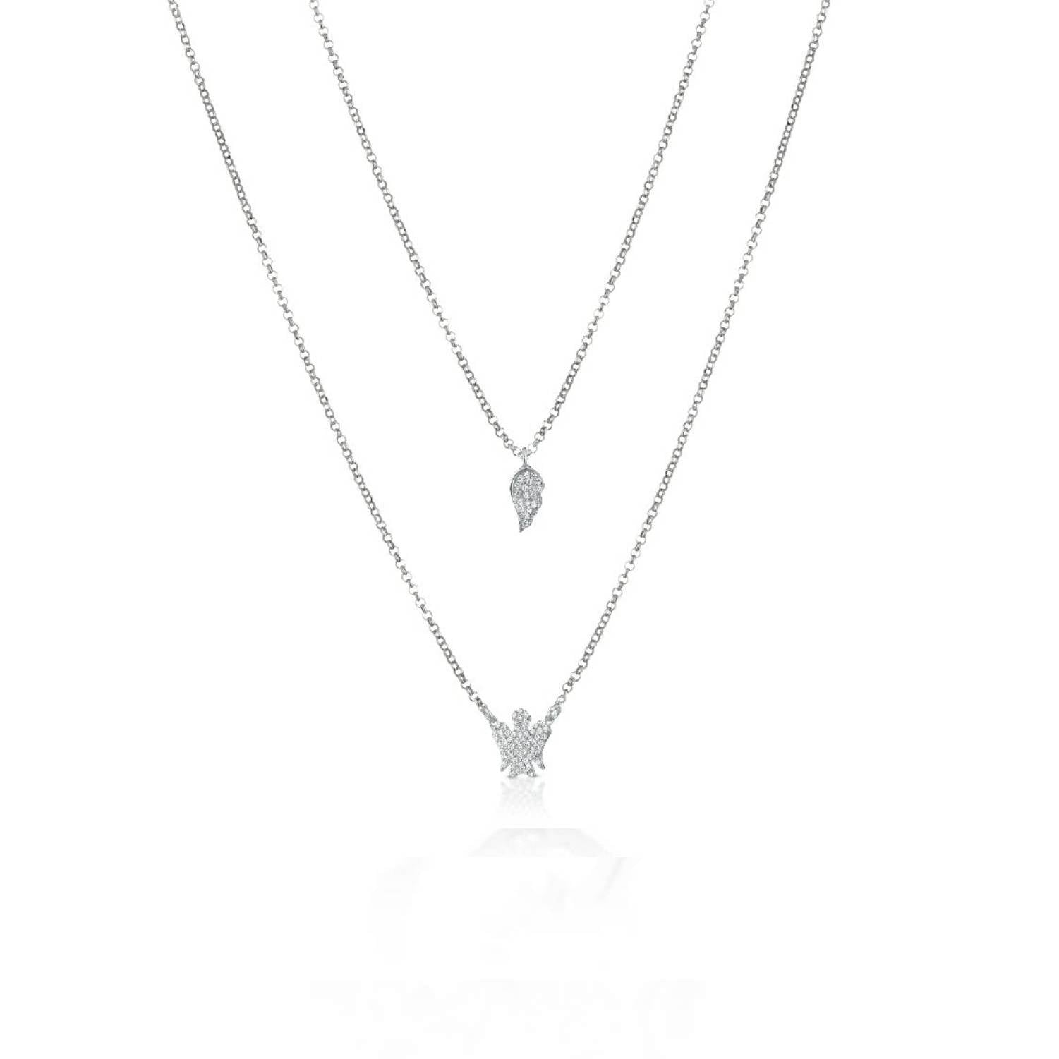 Collana Donna Argento 925 Roberto Giannotti Angelo Ala Bianco Zirconi GIA367