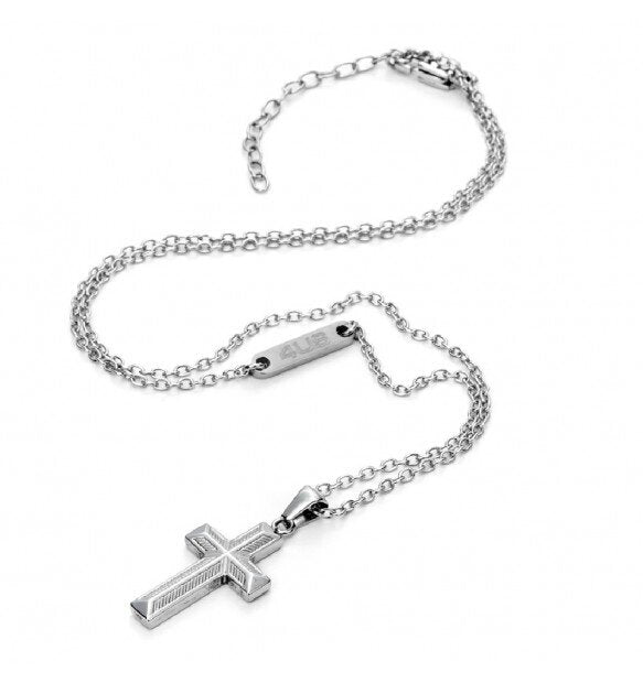 Collana Uomo 4US Cesare Paciotti Croce acciaio bianco  4UCL5078