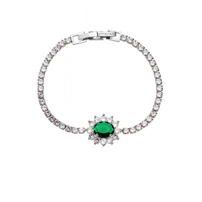 Bracciale Donna Ottaviani Tennis Zirconi Bianchi Verde 500779B