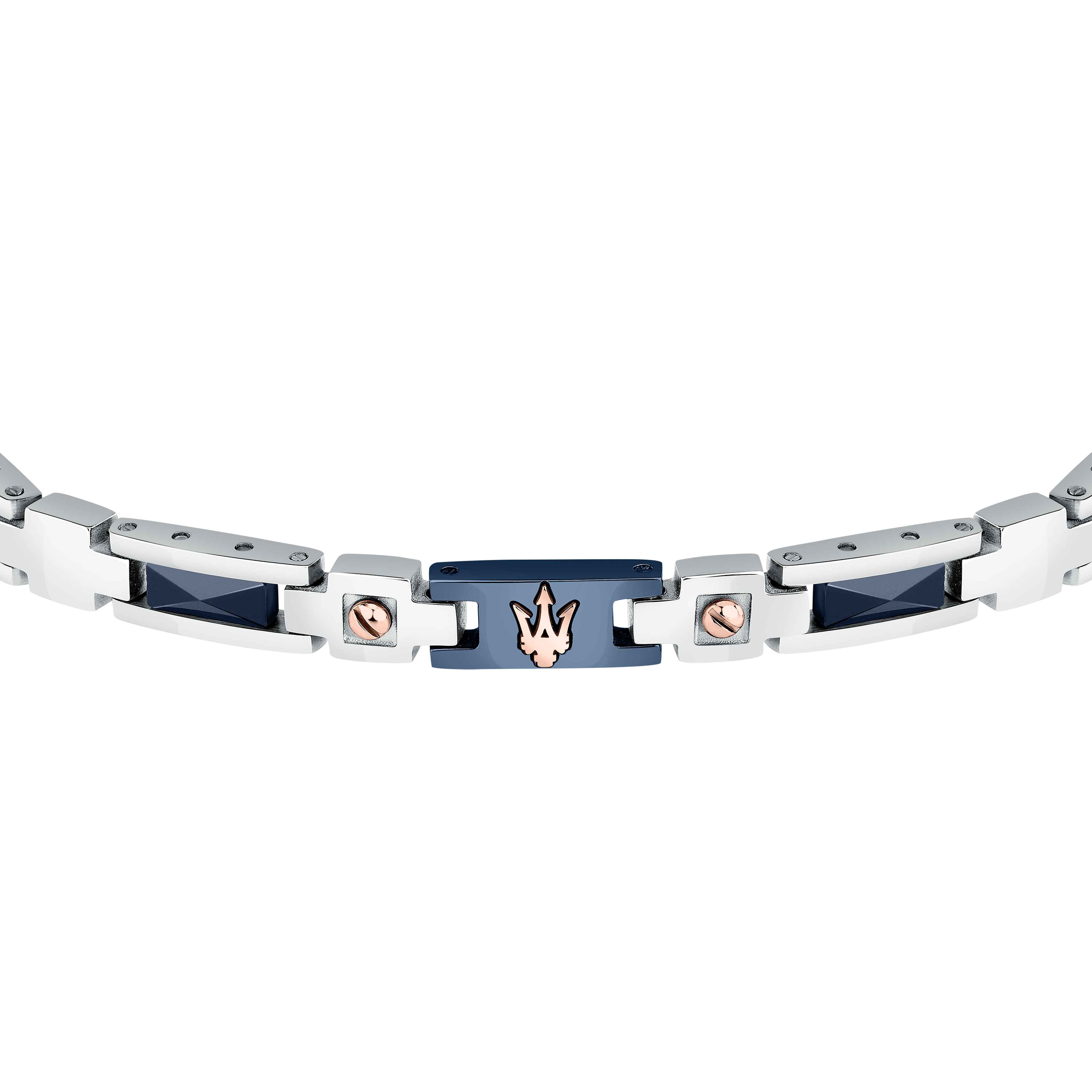 Bracciale Uomo Maserati Acciaio Ceramica Blu Logo Viti Rosè JM523ATZ33