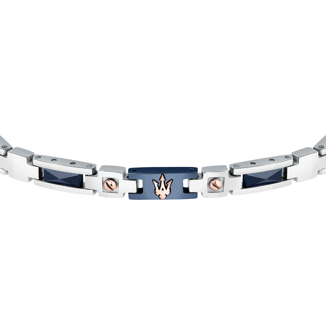 Bracciale Uomo Maserati Acciaio Ceramica Blu Logo Viti Rosè JM523ATZ33