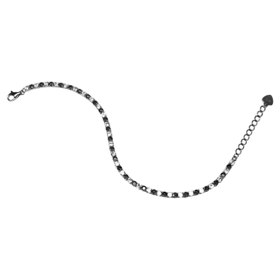 Bracciale Unisex Re Mida Tennis Argento 925 Zirconi Neri Bianchi BR DJV-17N