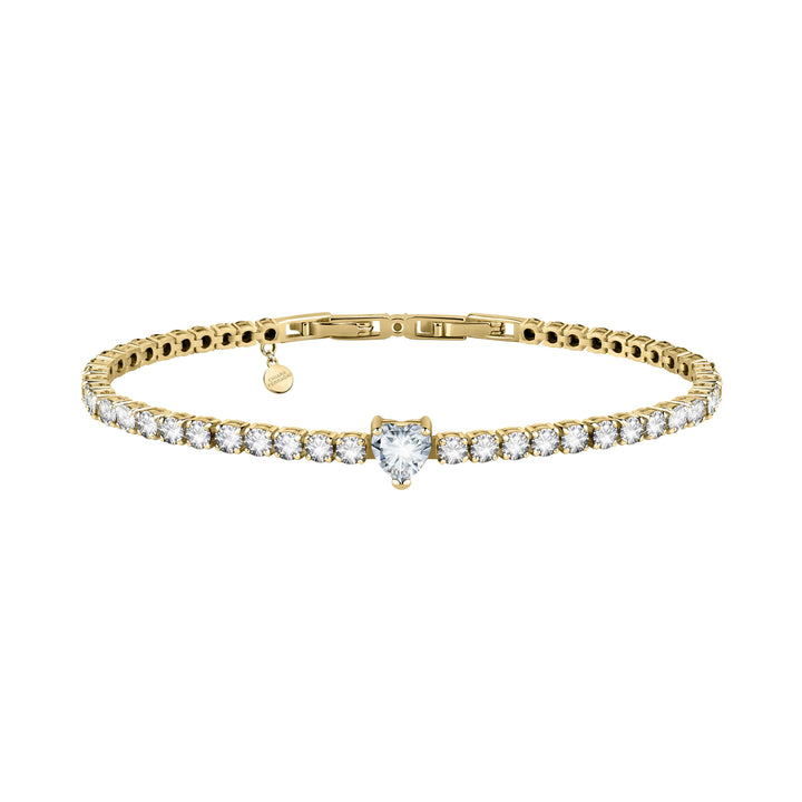 Bracciale Donna Chiara Ferragni Tennis Dorato Zirconi Bianchi Cuori