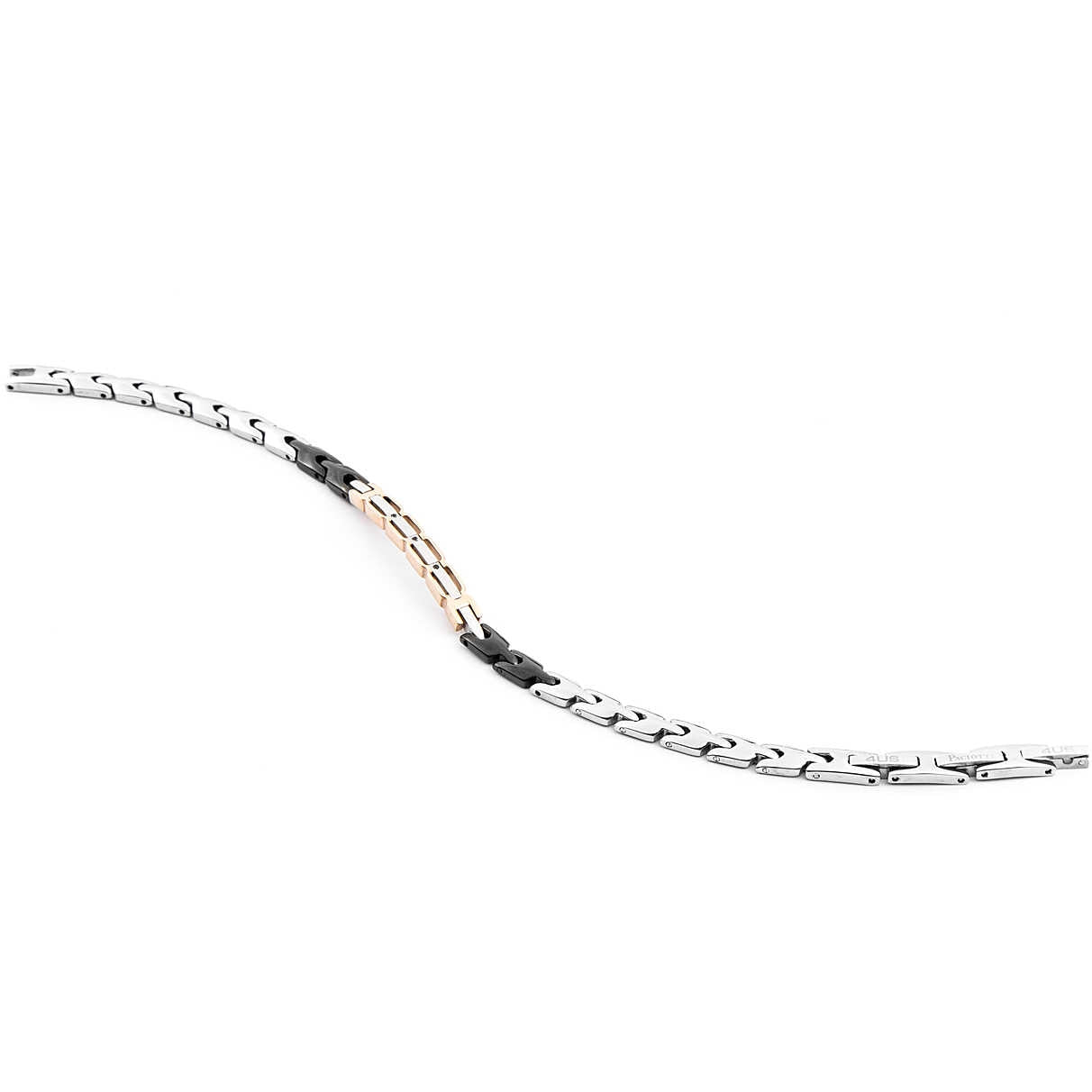 Bracciale Uomo 4US Cesare Paciotti acciaio Bianco nero e rosè con centrale rigido 4UBR4128