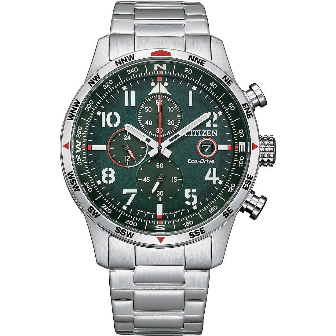 Orologio Uomo Acciaio Citizen Cronografo Aviator Eco Drive CA0791-81X