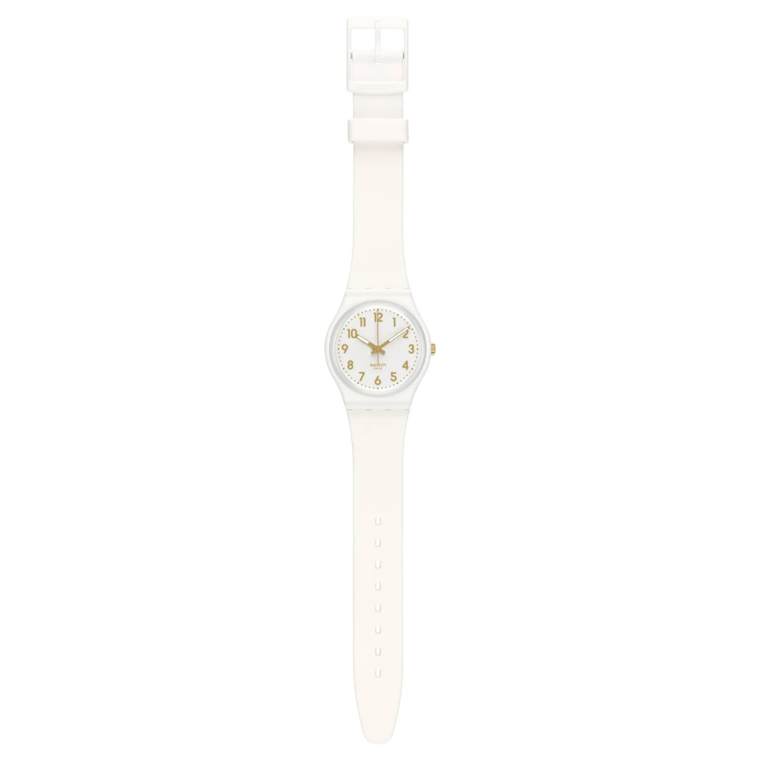 Orologio Donna Gomma Resina Swatch Quarzo Solo Tempo White Bishop Oro GW164