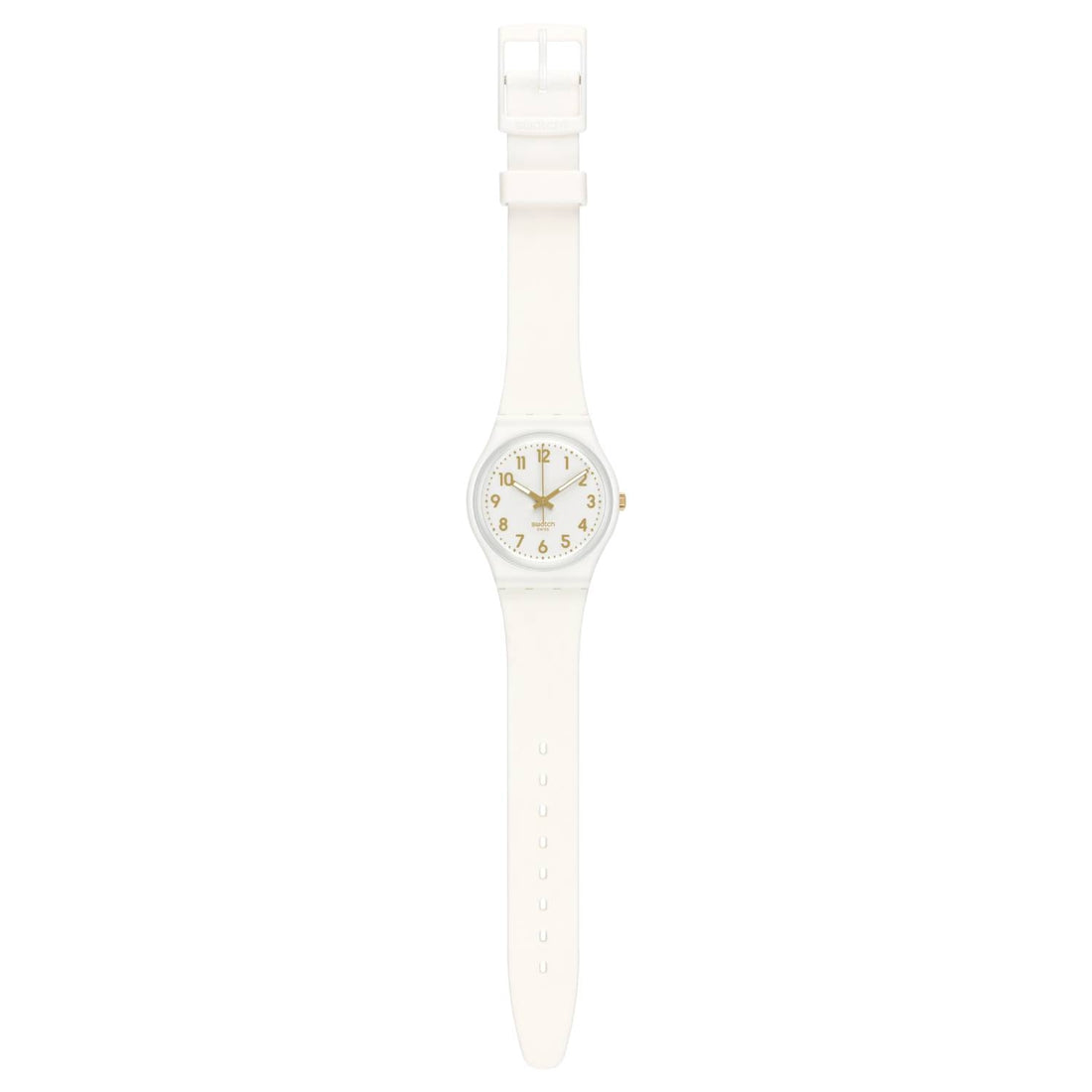 Orologio Donna Gomma Resina Swatch Quarzo Solo Tempo White Bishop Oro GW164