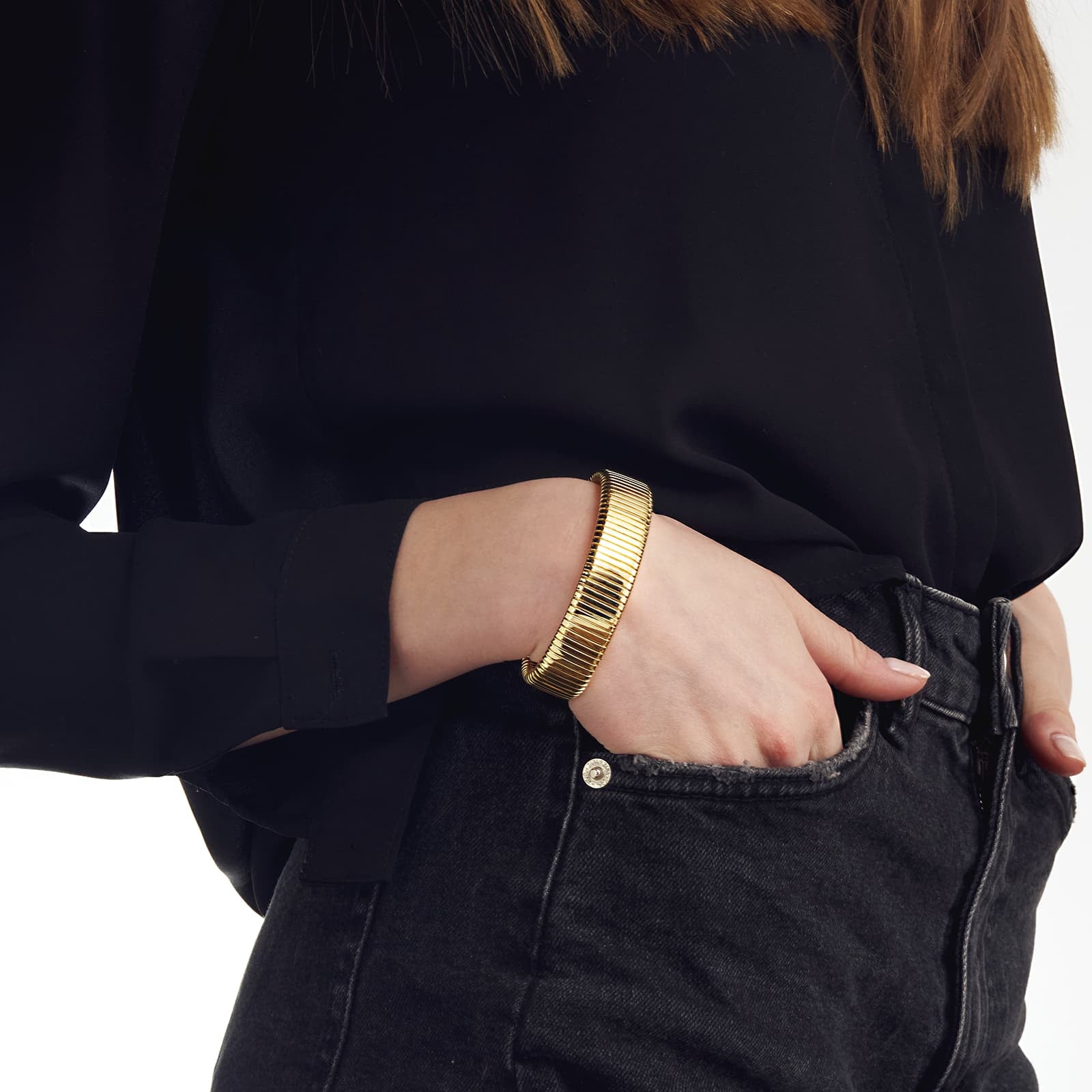 Bracciale Donna Unoaerre Bronzo Lucido Dorato Rigido Snake Schiacciato 522476