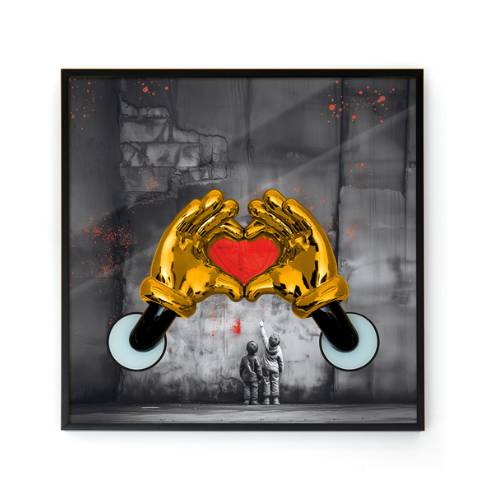 Quadro Sequenze Cuore Rosso Mani Oro PZ029/W30