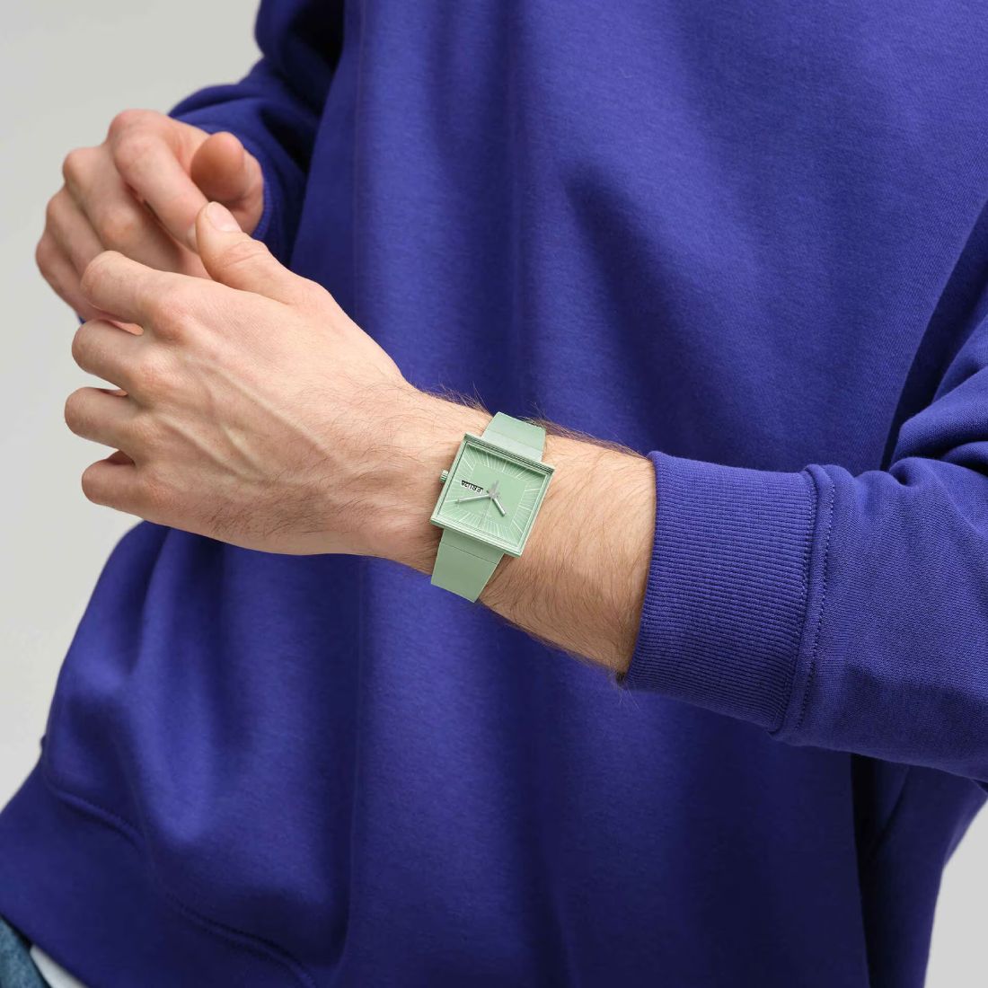 Orologio Unisex Swatch What IF Cassa Quadrata Verde Menta Quarzo Doppia Data SO34G701