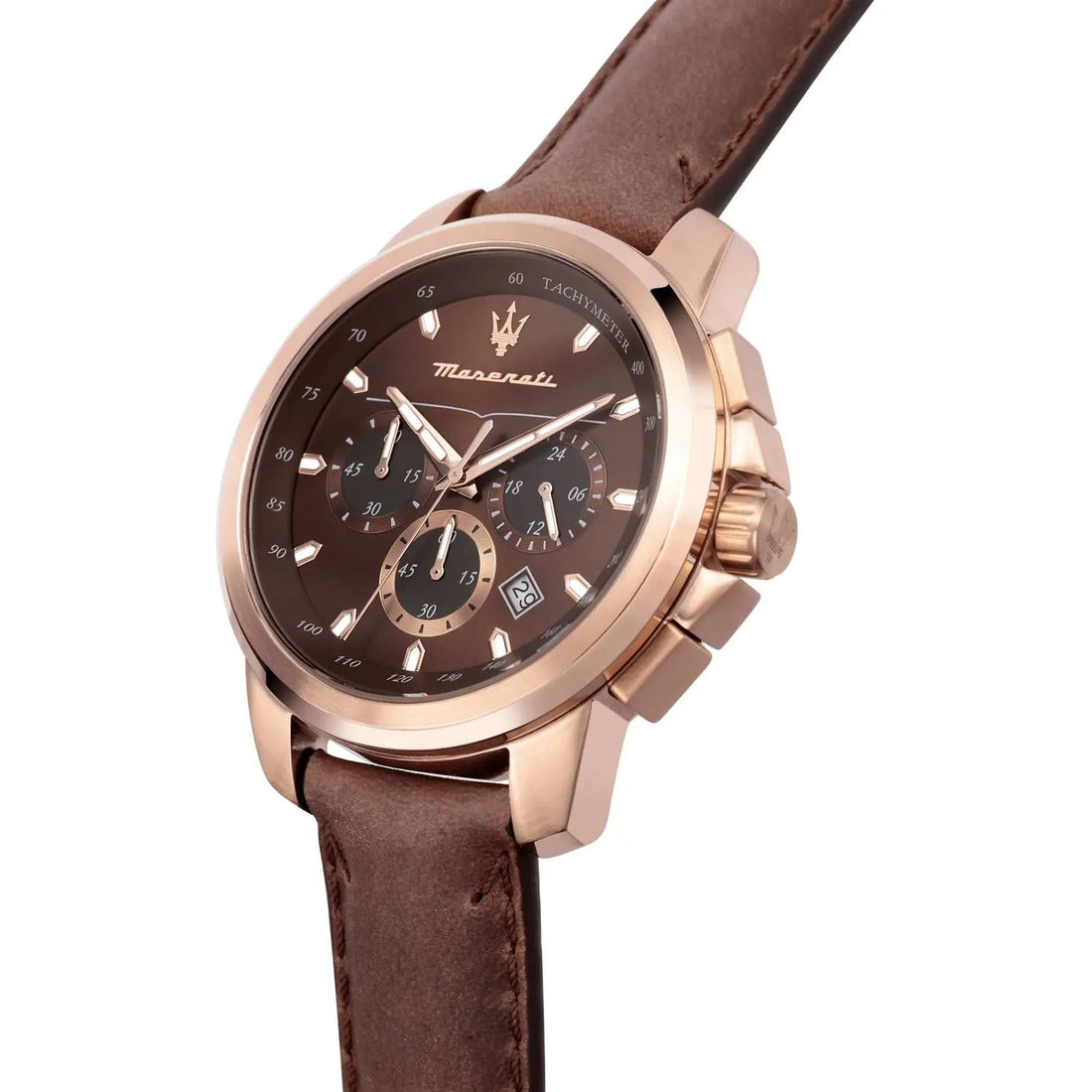 Orologio Uomo Maserati Acciaio Rosè Pelle Marrone Successo Cronografo Quarzo R8871621012