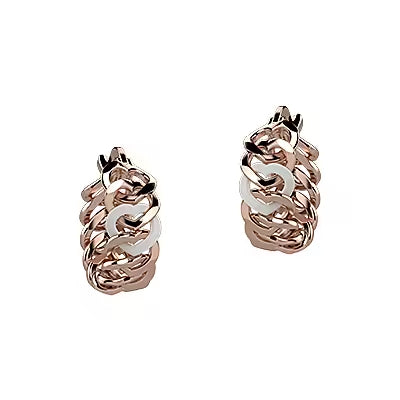 Orecchini Bambina Nanàn Argento Rosè 925 Cerchio Smalto Grigio Cuori Clip NAN0372