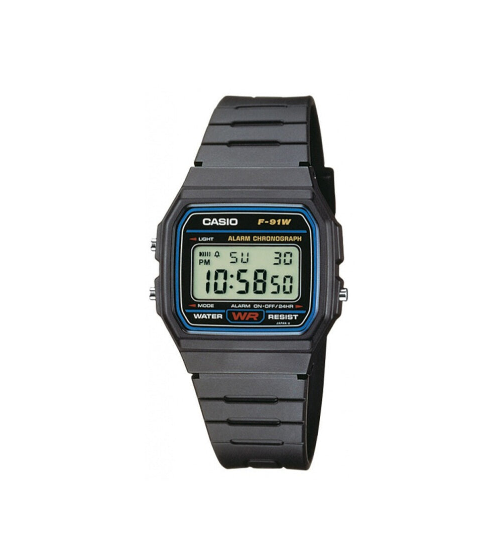 Orologio Uomo Casio Quarzo Gomma Digitale Nero F-91W-1YEG