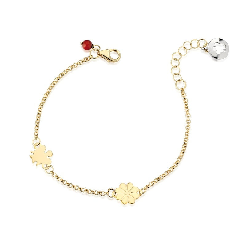 Bracciale Bimba Oro 9 KT Roberto Giannotti Angelo Quadrifoglio Corallo Rosso NKT247