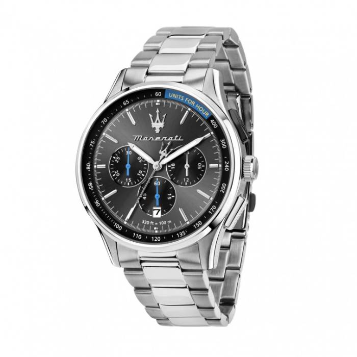 Orologio Uomo Maserati Sorpasso Acciaio Satinato Lucido Quarzo Nero Crono Data R8873624008