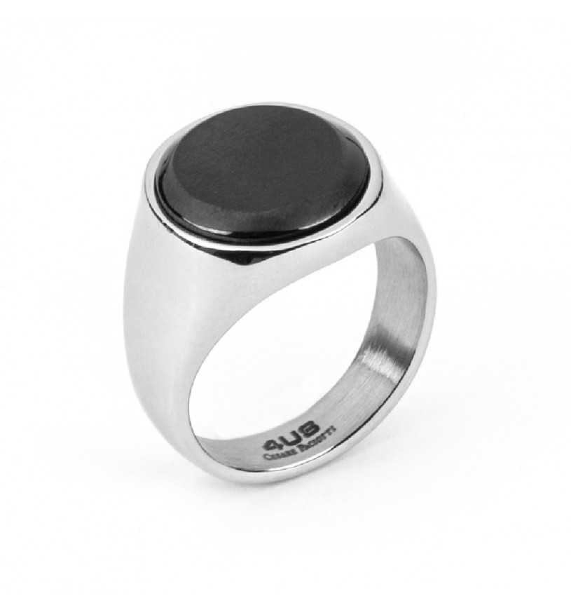 Anello Uomo Acciaio 4US Cesare Paciotti con centrale Nero 4UAN4403/26