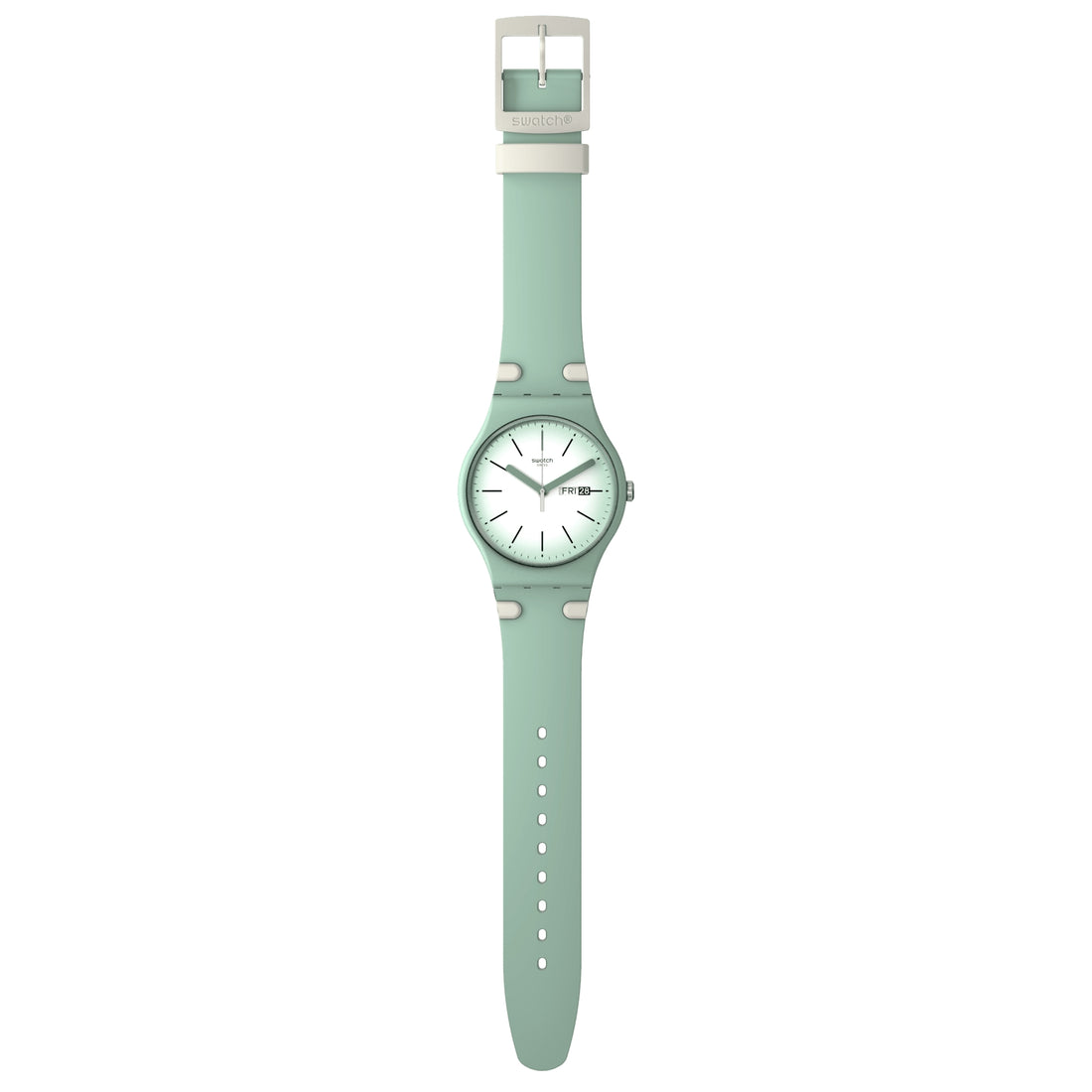 Orologio Uomo Swatch Quarzo Solo Tempo Doppia Data Verde Bianco SUOG712