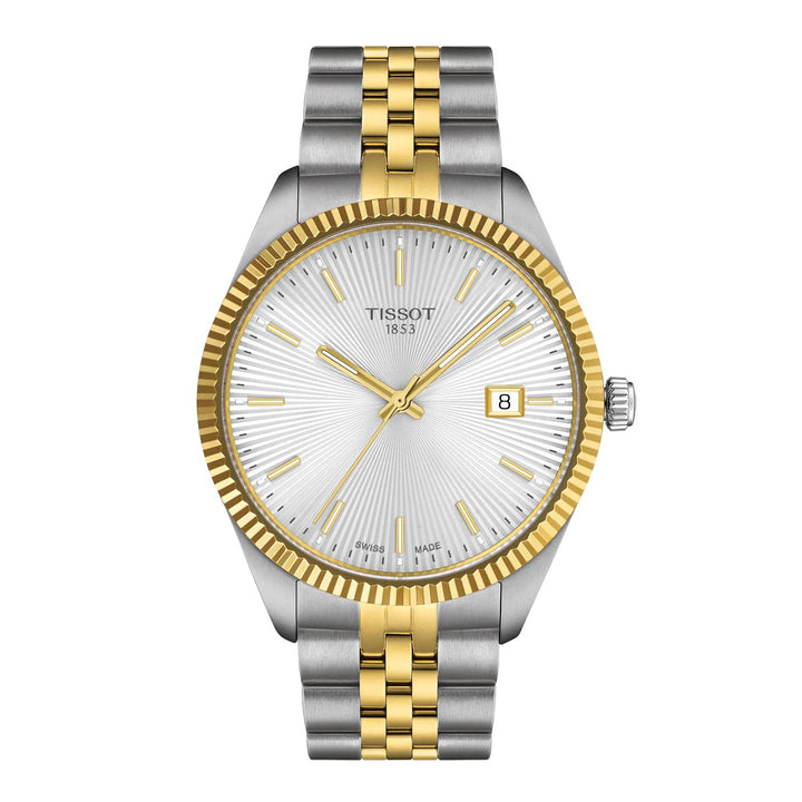 Orologio Uomo Tissot Ballade Acciaio Dorato Bianco Quarzo Data T1564102203100