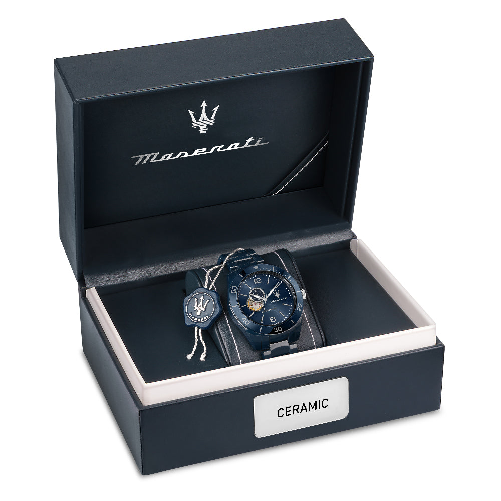 Orologio Uomo Maserati Automatico Solo Tempo Ceramica Blu Argento R8823150002