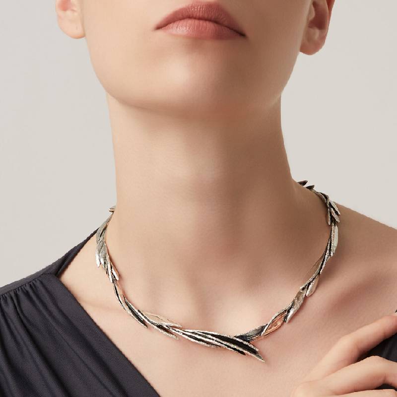 Collana Donna Giovanni Raspini Argento 925 Semirigida Dafne Foglie Zigrinate 11786