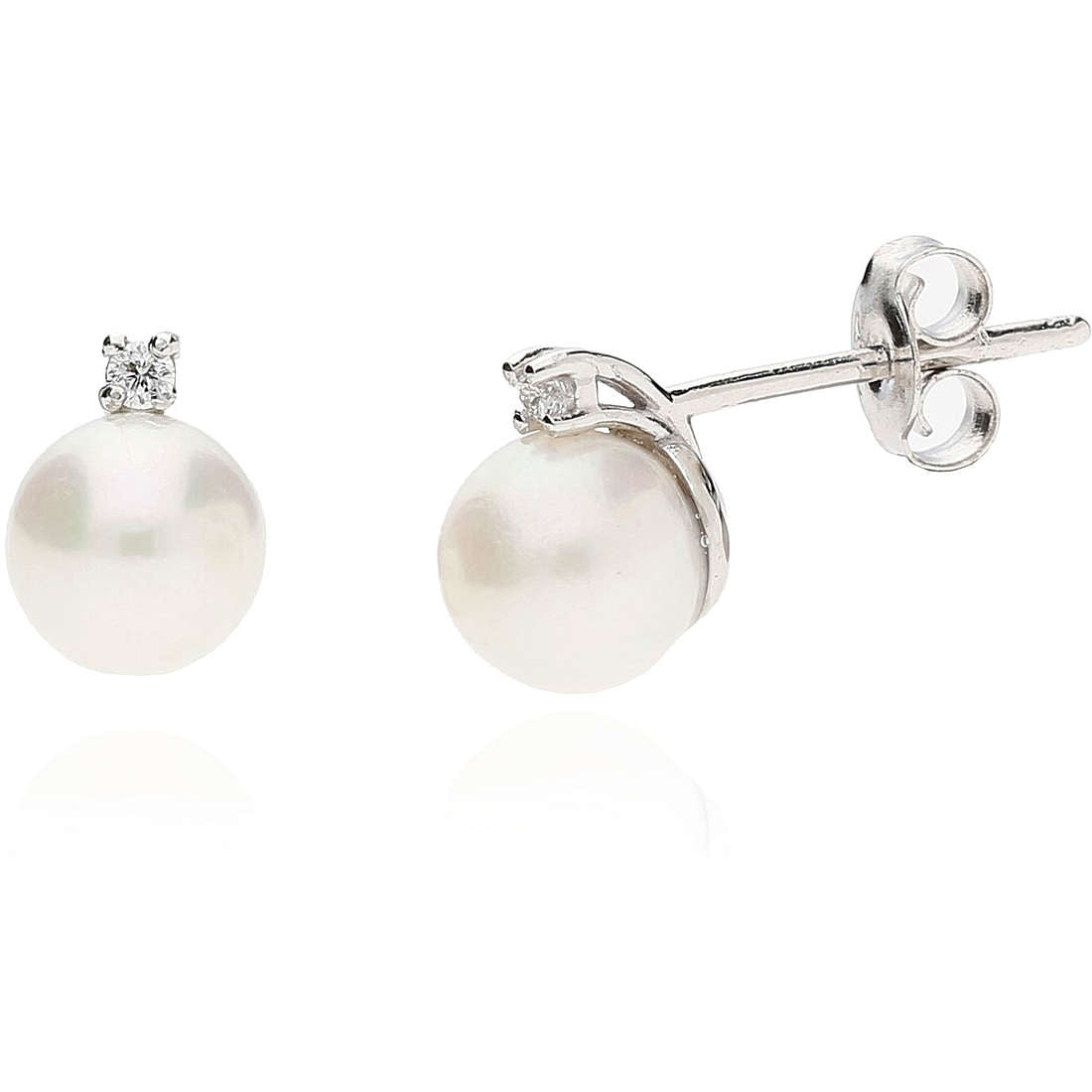 Orecchini Donna Mikiko Oro 18 Kt Diamante Perla 7,5-8 mm MO1503R4FABI075-L