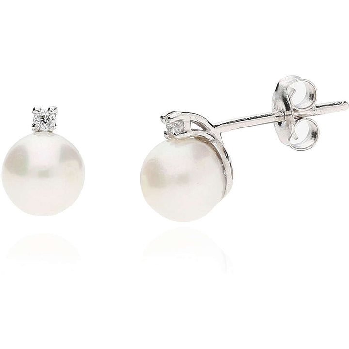 Orecchini Donna Mikiko Oro 18 Kt Diamante Perla 6,5-7 mm MO1503R4FABI065-L