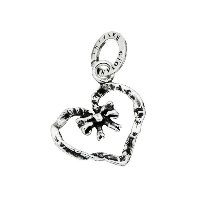 Charm Donna Giovanni Raspini Argento 925 Cuore Fiocco Realizzato A Mano 09464