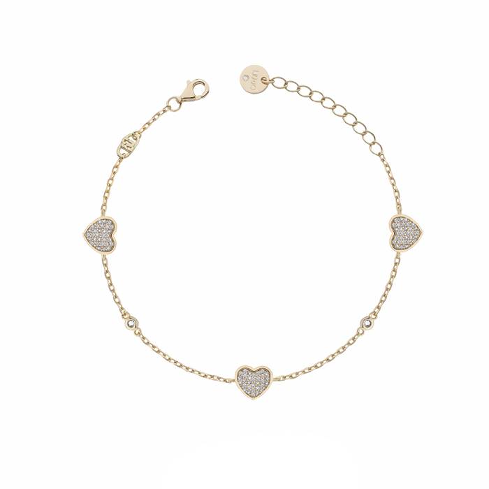 Bracciale Donna Liu Jo Argento 925 Dorato Cuori Zirconi Bianchi ALJ329