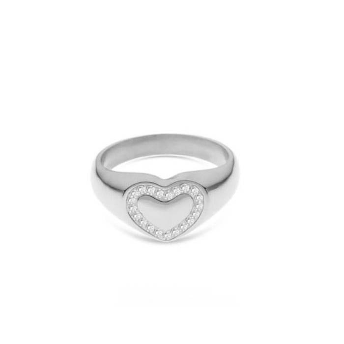 Anello Donna Liu Jo Chevalier Acciaio Cuore Zirconi LJ2455M14